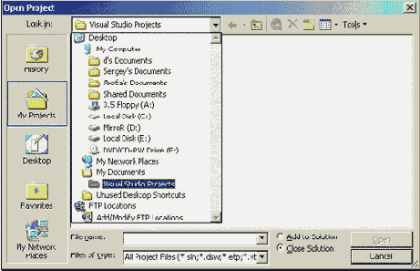        Open Project  Open File